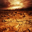 Stormy sky over desert.