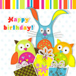 Template birthday greeting card, vector