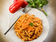 canvas print picture - Fusilli with pepper cream sauce, healthy food