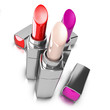 three lipsticks over white