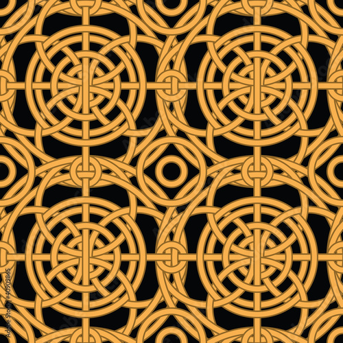 Vector: Ethnic gold interlaced - seamless vector pattern Ethnic gold interlaced - seamless vector pattern