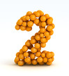 Foto: Number 2, font of orange citrus, white background Number 2, font of orange citrus, white background