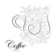 Decorative hand drawn cup