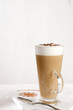 coffee latte with frothy milk in tall glass coffee latte with frothy milk in tall glass