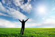 Man in meadow green meadow Man in meadow green meadow