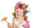 Child in spring hairstyle and butterfly.