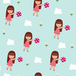 Playing girl seamless wallpaper