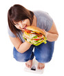 Girl weight loss on scales.
