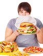 canvas print picture - Woman refusing fast food.
