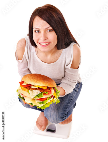 Photo: Girl weight loss on scales Girl weight loss on scales