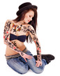 Girl with body art.