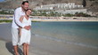Romantic couple enjoying beach holiday