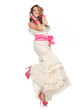 Beauty young bride dressed in elegance white wedding dress