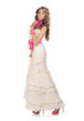 Beauty young bride dressed in elegance white wedding dress