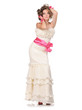 Beauty young bride dressed in elegance white wedding dress