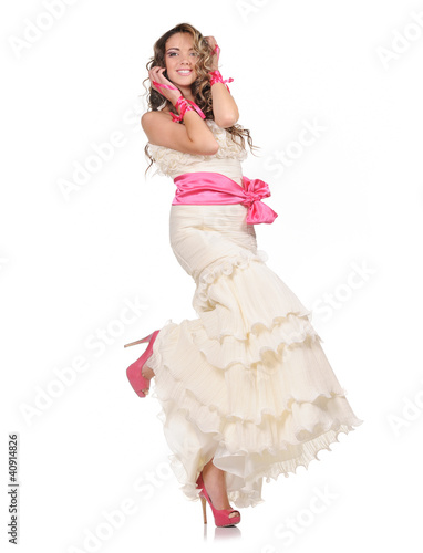 Photo: Beauty young bride dressed in elegance white wedding dress Beauty young bride dressed in elegance white wedding dress