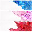 set of shining banners with glossy  flowers