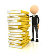 3d person with books over white 3d person with books over white