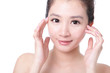 Young Woman hand touch eye