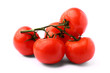 Bunch of delicious fresh tomatoes isolated on white background