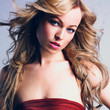 Young woman with blond hair, beautiful eyes, sensual lips