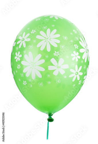 Photo: Green balloon with flower decoration Green balloon with flower decoration