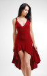 Young woman walking in cocktail dress