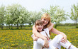 girl with mother in spring park