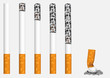 Photo en ligne au meilleur prix Smoldering, exhibited in a row, cigarettes.