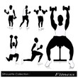 Vektor: Editable vector silhouettes of people exercising in the gym Editable vector silhouettes of people exercising in the gym
