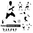 Vector illustrations.Soccer players silhouettes