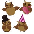four nice owls on white background