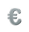 glänzendes silbernes Eurozeichen