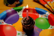 Close-Up of a Single Birthday Cupcake