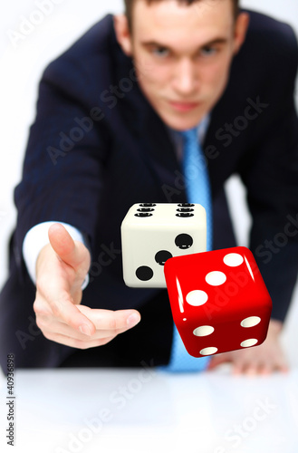 Illustration: Dice as symbol of risk and luck Dice as symbol of risk and luck