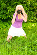 young woman with camera