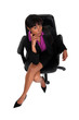Businesswoman sat in chair concentrating