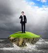 Illustration: Businessman and weather Businessman and weather