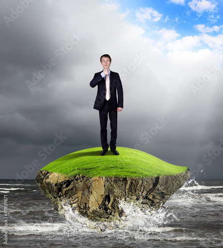 Illustration: Businessman and weather Businessman and weather
