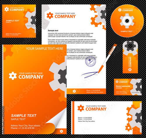 Vector: Business style, corporate identity template 8 (orange industrial Business style, corporate identity template 8 (orange industrial