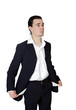 Young businessman in the ruins