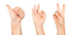 Three hands making the sign of Ok Three hands making the sign of Ok
