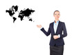 Businesswoman showing on world map