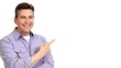 Man presenting a copyspace.