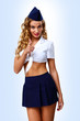 Woman retro style with stewardess cap