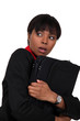 Woman holding her suitcase