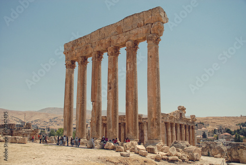Photo: Jupiter's temple ancient Roman columns, Baalbek, Lebanon Jupiter's temple ancient Roman columns, Baalbek, Lebanon