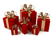 Rote Geschenke mit goldener Schleife