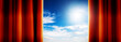 sky behind curtains
