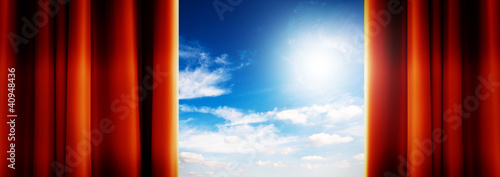 Photo: sky behind curtains sky behind curtains